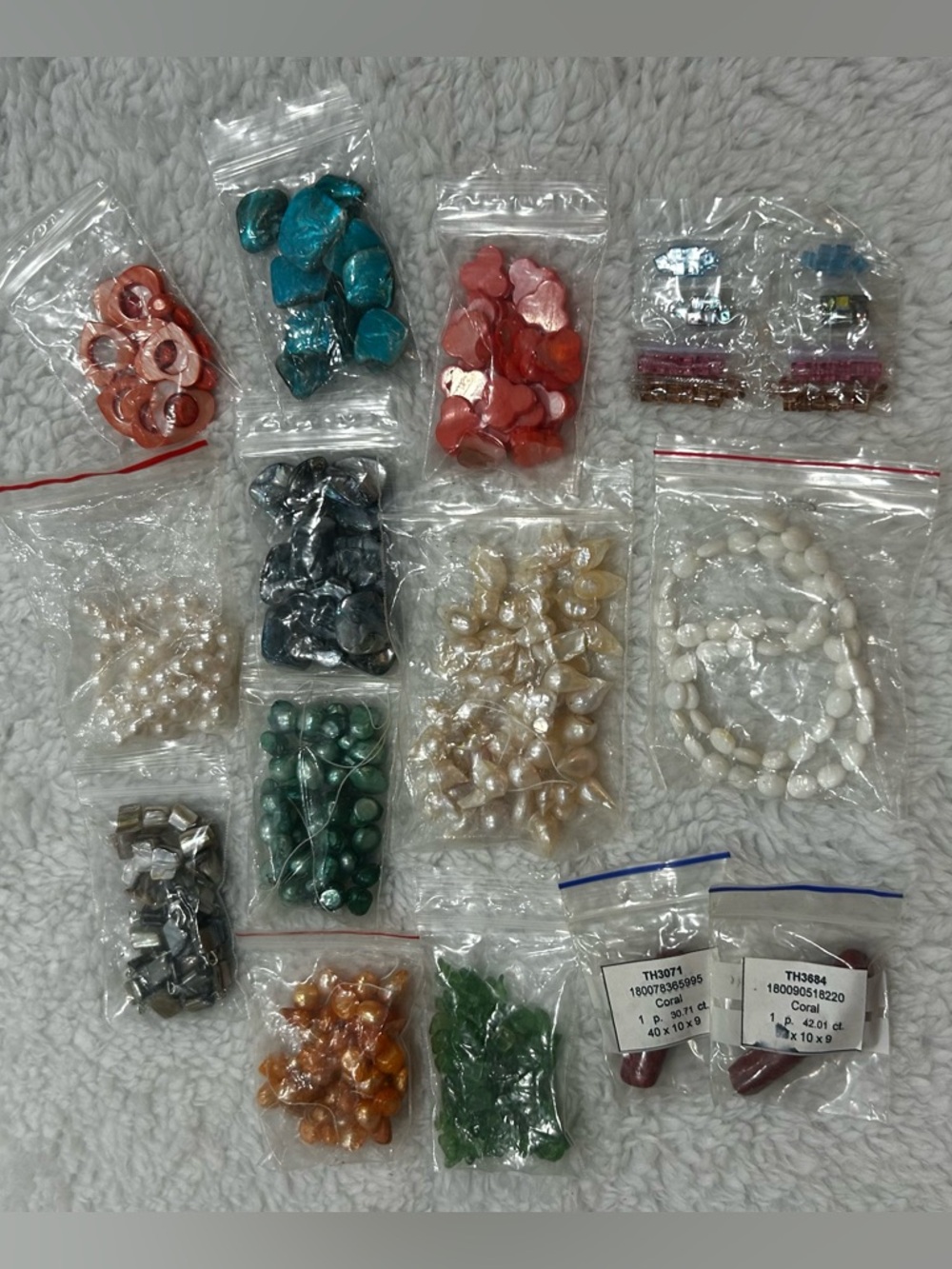 Large Mixed Bead Lot Shell Pearl Coral Jewelry Making Craft Bundle